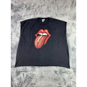VTG Reebok Football Rolling Stones T-Shirt Mens 2XL RARE Cropped Tee Black
